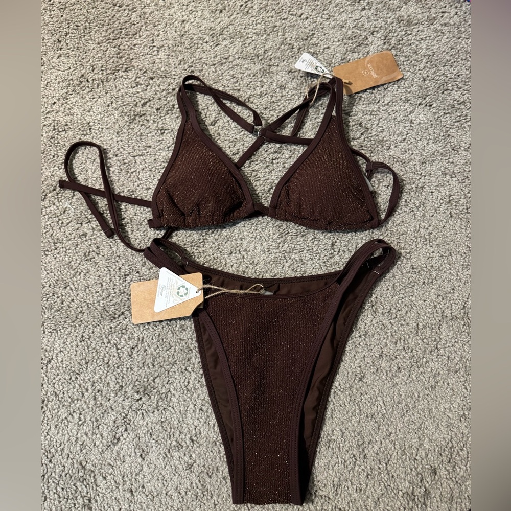 BERLOOK Dark Coffee Strappy Bikini Set - Picture 2 of 2